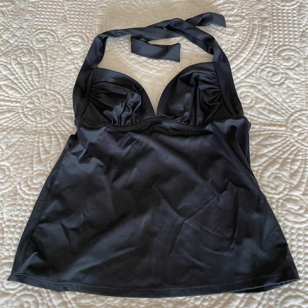JCREW RUCHED LIDO TANKINI D CUP SMALL CHARCOAL NWT